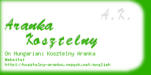 aranka kosztelny business card